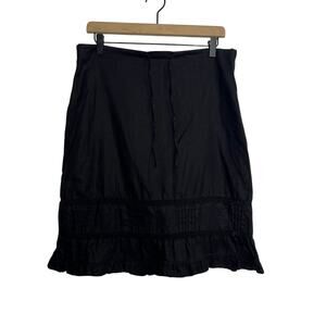 Vintage Old Navy Linen Fairy Tiered Mini Skirt Women Size 6 Black Boho Goth Draw
